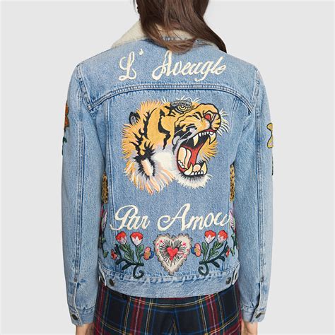 Veste oversize en jean imprimé GUCCI pour femme 